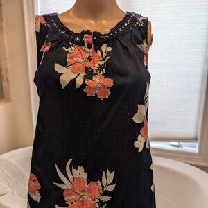 Dorothy Perkins Blue w/ Pink flowers Sleeveless Top size 10UK